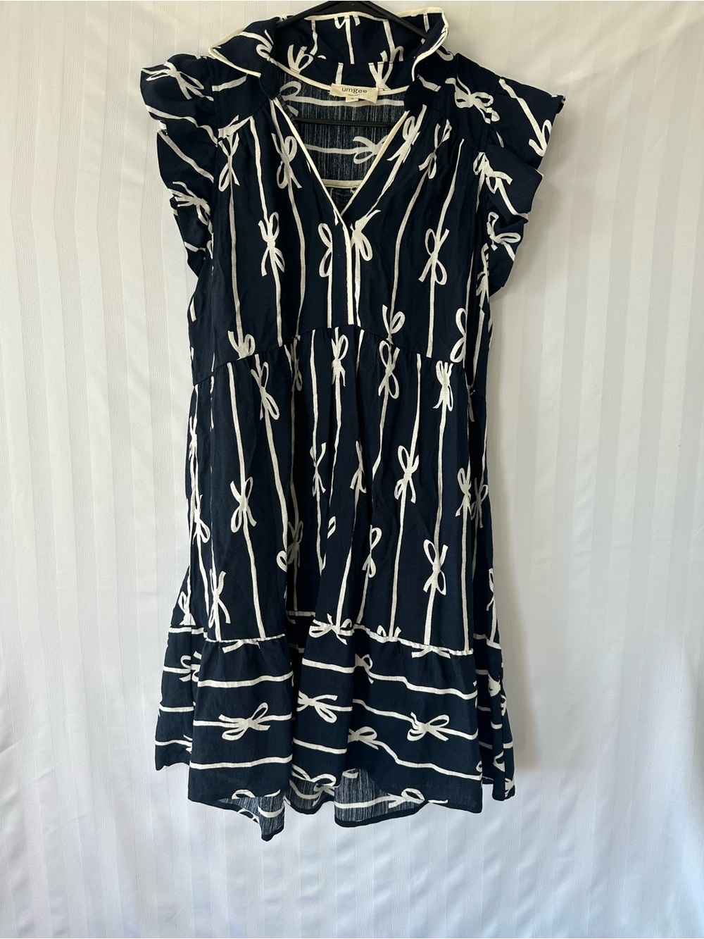 Umgee Black Dress with White Bow Print